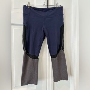 Alo cropped navy/grey/black mesh leggings